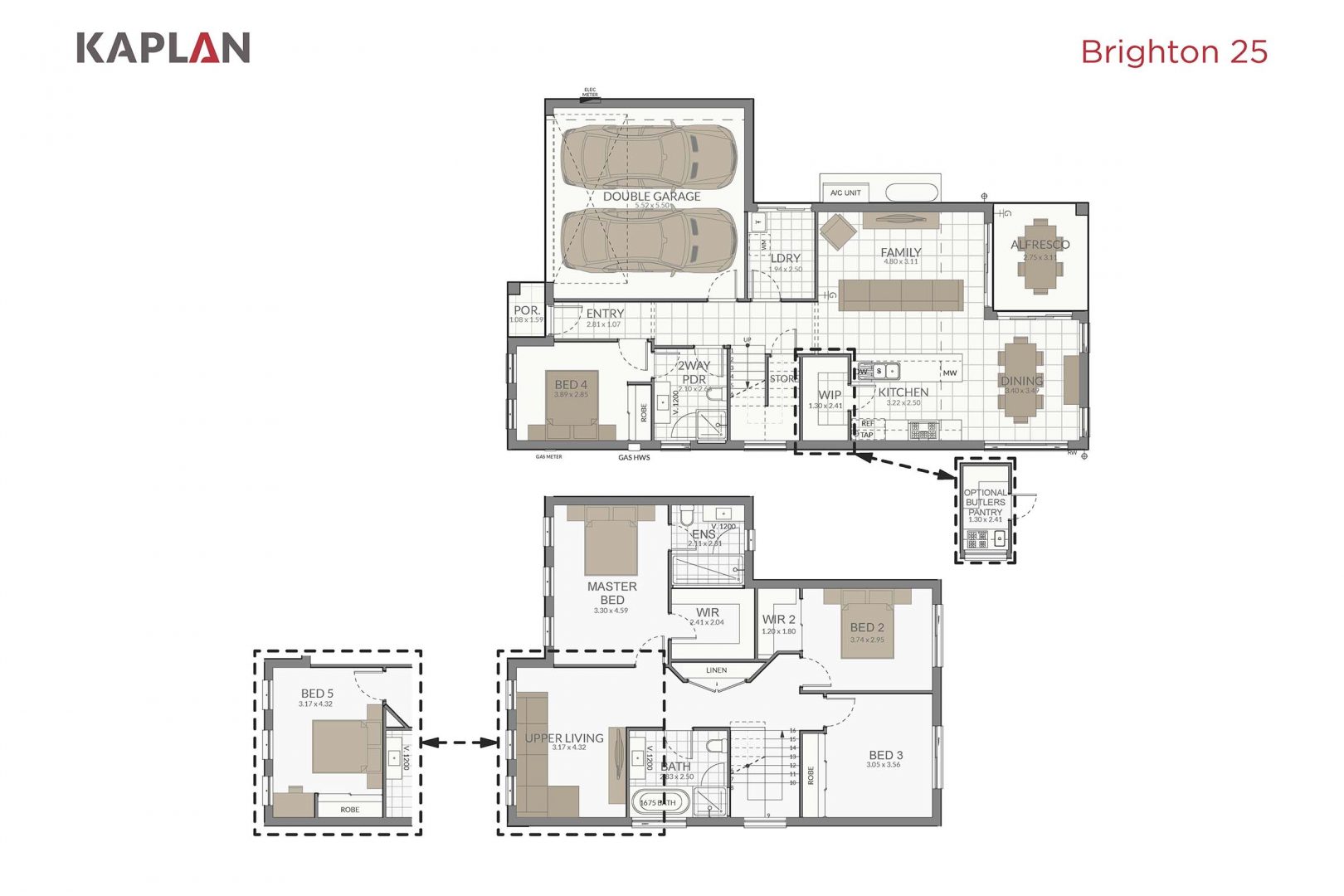 Brighton 25 Floor Plan | Double Storey House Design | Kaplan Homes