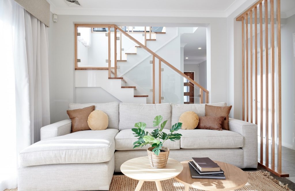 living area and staircase